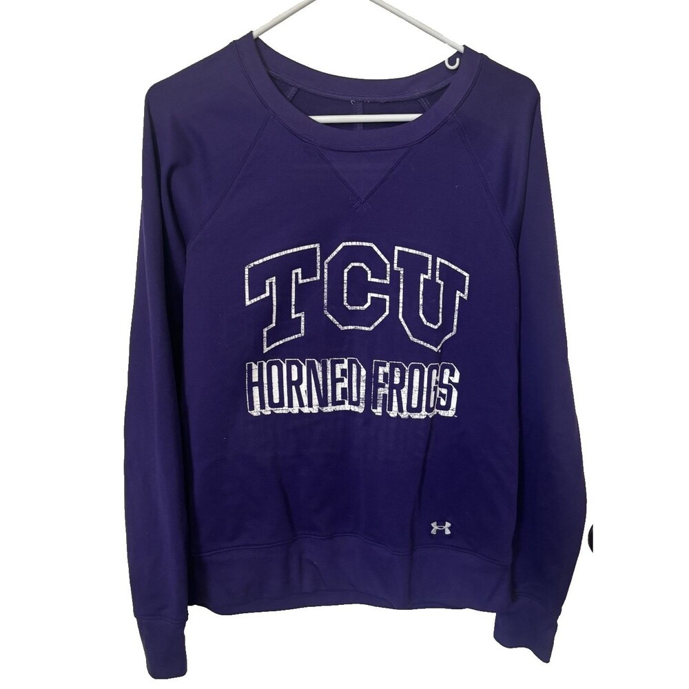UNDER ARMOUR Sweatshirt Womens Sz M TCU Horned Frogs Pullover Purple College
